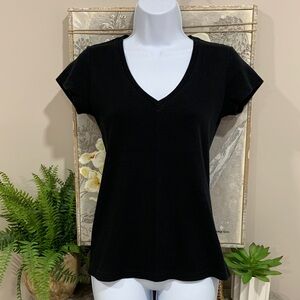 BANANA REPUBLIC Black Cotton V-Neck T-shirt S
